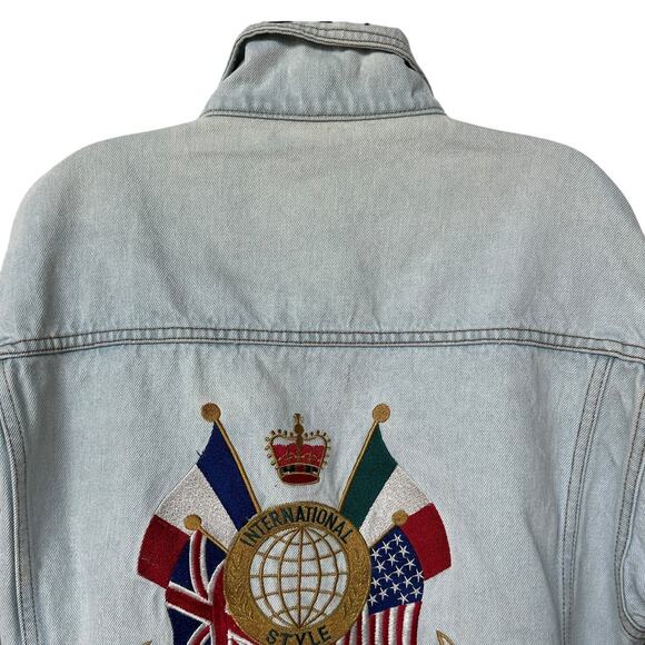 Vintage The Limited Jean Jacket International Embroidered Trucker Women's Large - Picture 7 of 11